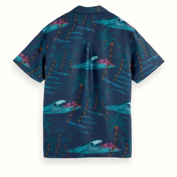 Scotch & Soda EUC Men Shirt Sleeve Button Down Hawaiian Print Shirt Size XL - Picture 6 of 10